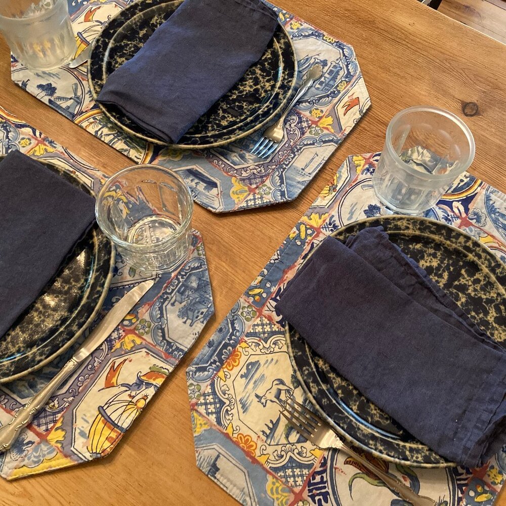 Set of 6 Thick, Cotton European Placemats, 2-sided